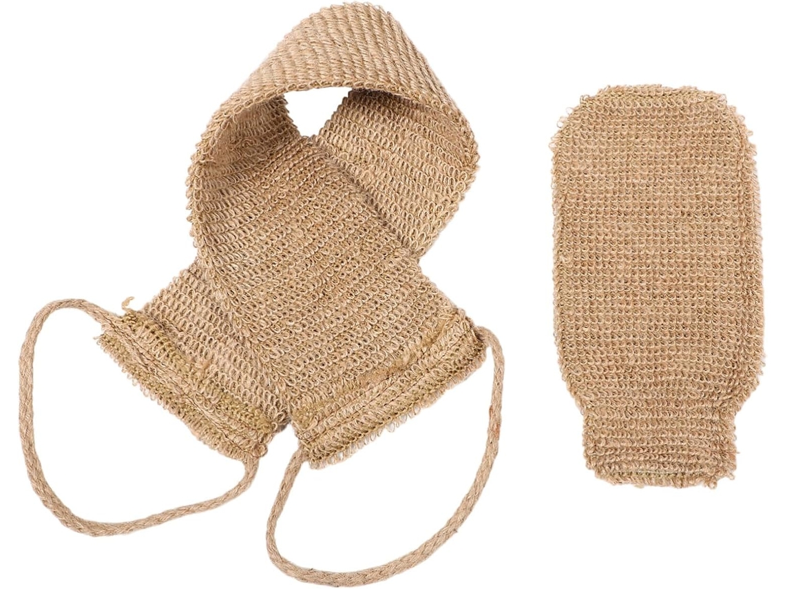 Conjunto De 2 Peças Para Esfoliação Das Costas, Esfoliante Corporal De Sisal, Luva De Banho, Toalha Gokoco