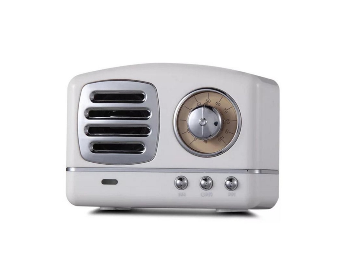 Coluna Bluetooth Retrô Rádio Inovador Retro Portátil Mini Sem Fio Branco