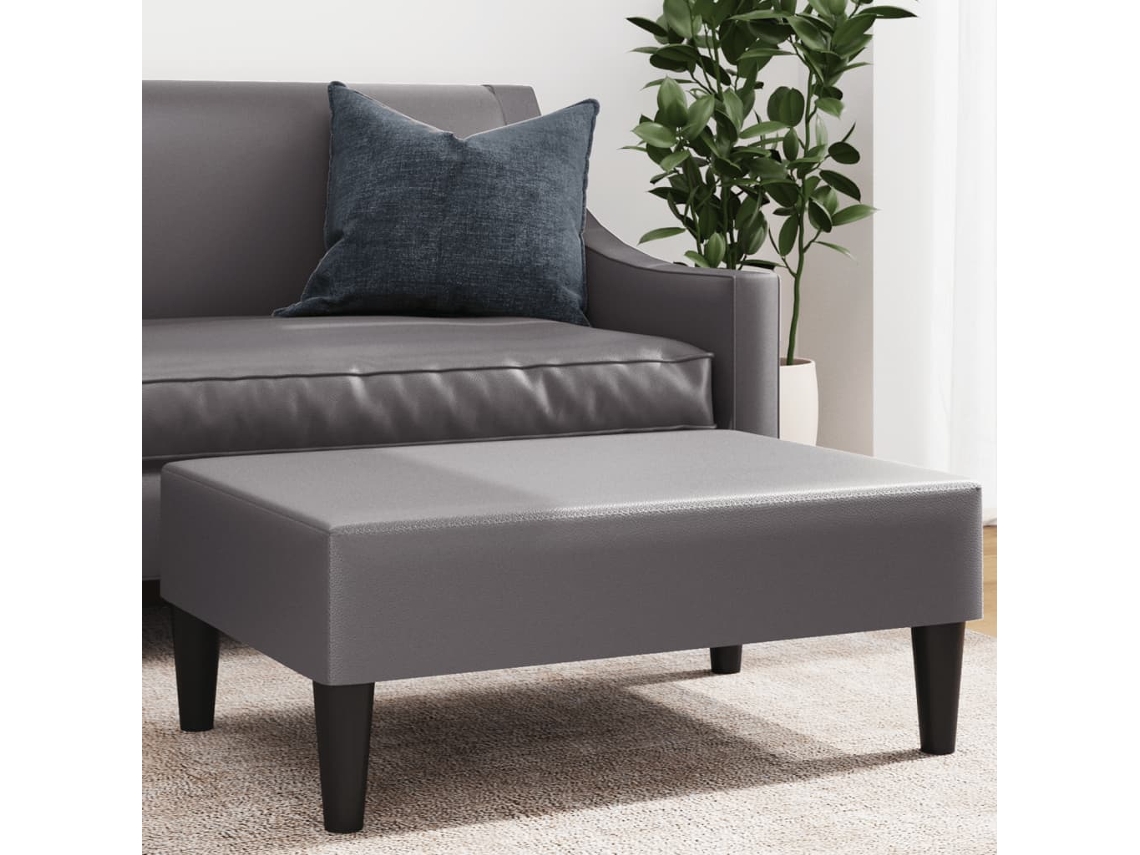 Vidaxl Apoio De Pés 77x55x31 Cm Couro Artificial Cinza