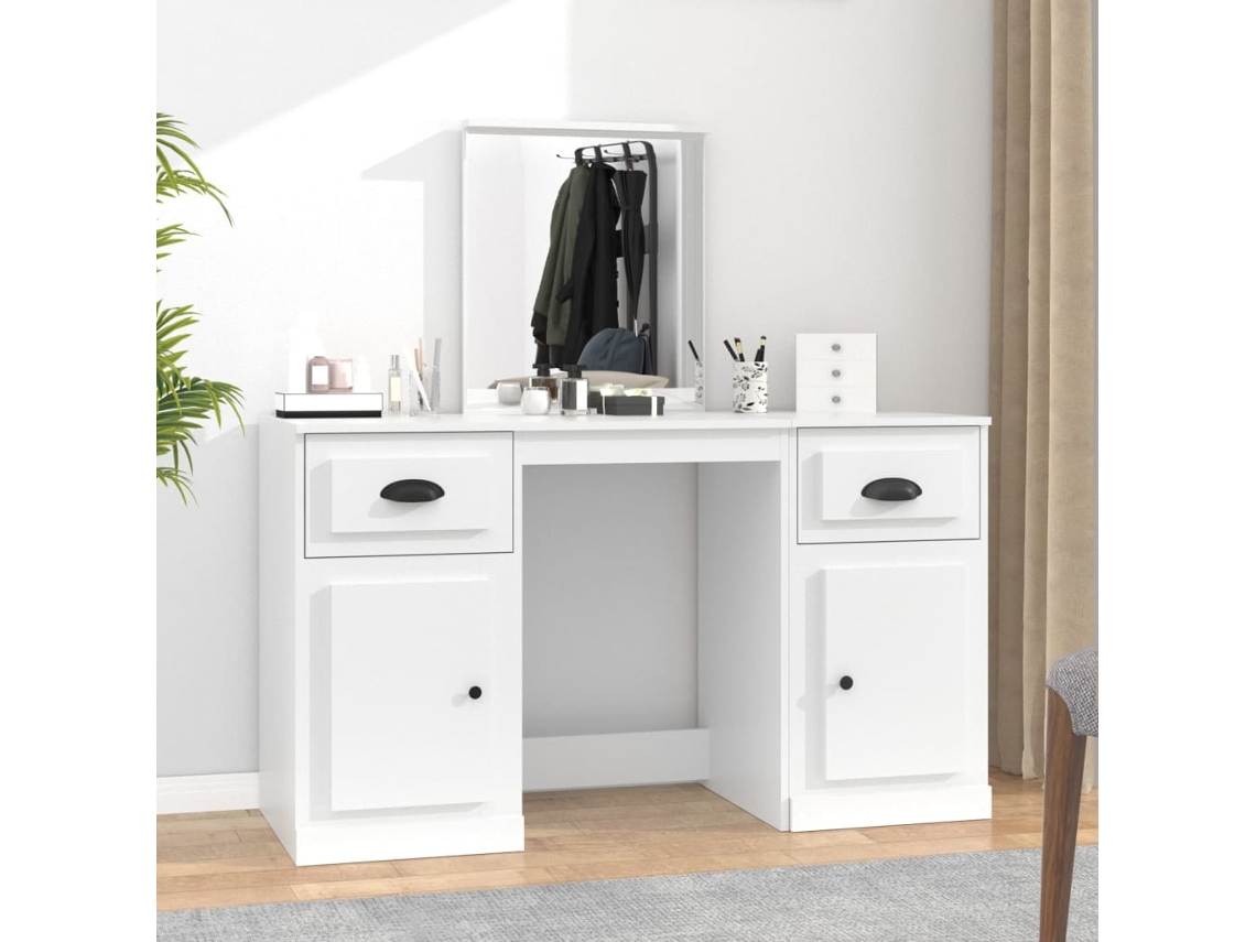 Vidaxl Toucador Com Espelho 130x50x132,5 Cm Cor Branco