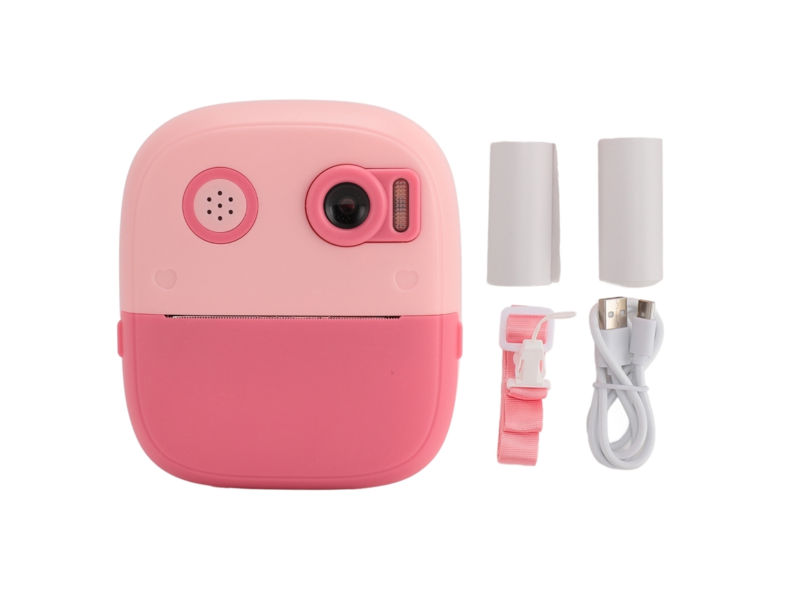 Primerox câmera Instantânea para Crianças 2.4 Polegadas Tela Hd 1080p Lentes Duas Impressão Rosa