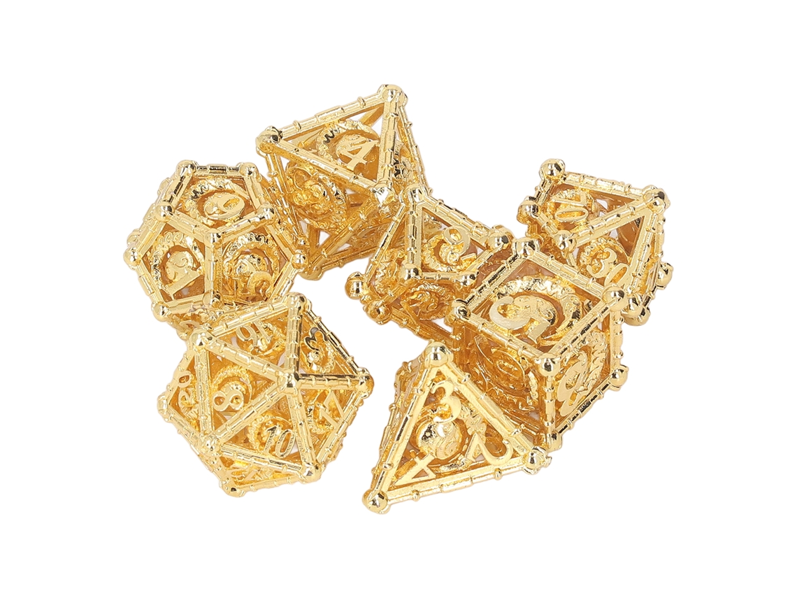 Primerox conjunto de Dados Poliédricos Ocos de Cobre com Design Exquisito para Jogos de Tabuleiro (7pcs)