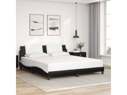Vidaxl Estrutura De Cama Sem Colchão Zadar Couro Artificial Preto E Branco