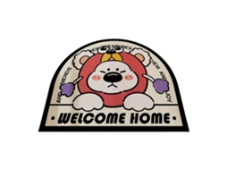Tapete de Porta Urso Fofo Anti derrapante Pvc Lavável Rosa 40x60cm PORTAL