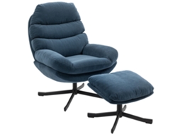 Poltrona Relax Com Poupé, Em Chenille, Moderna, 78x93x100cm, Azul