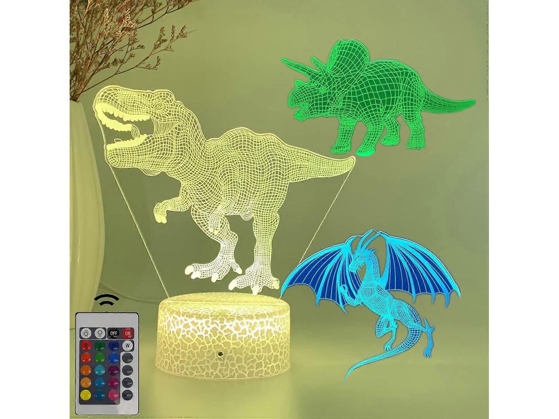 Luminria Noturna Led 3d De Dinossauro Com 3 Padres Decorao Para Quarto Brinquedo Legal De Drago Presente De Natal Para Aquaforge