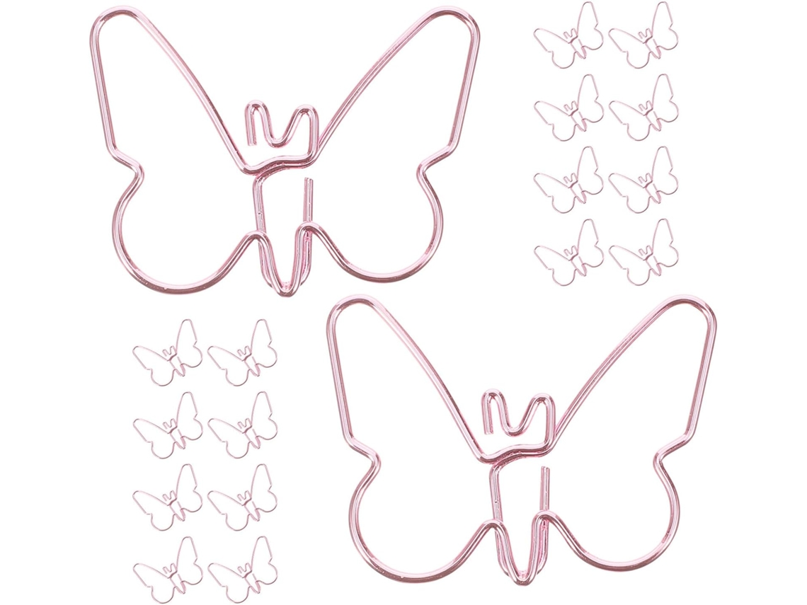 18-Clipes de Papel Decorativos Ferro Em Formatos Criativos Na Cor Rosa, Clips de Mesa Fáceis Segurar, Idealis Para