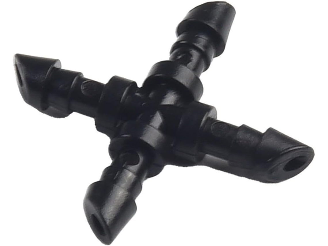 Pacote Com 50 Conectores De Irrigação Cruzados Plástico Farpa 4 Mm