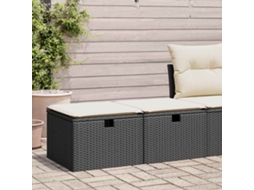 Vidaxl 2 Pcs Conjunto Sofás Jardim C/ Almofadões Vime Pe/acácia Preto
