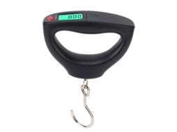Balança elétrica portátil para bagagem com tecido iluminado e altura ampla para viagens.