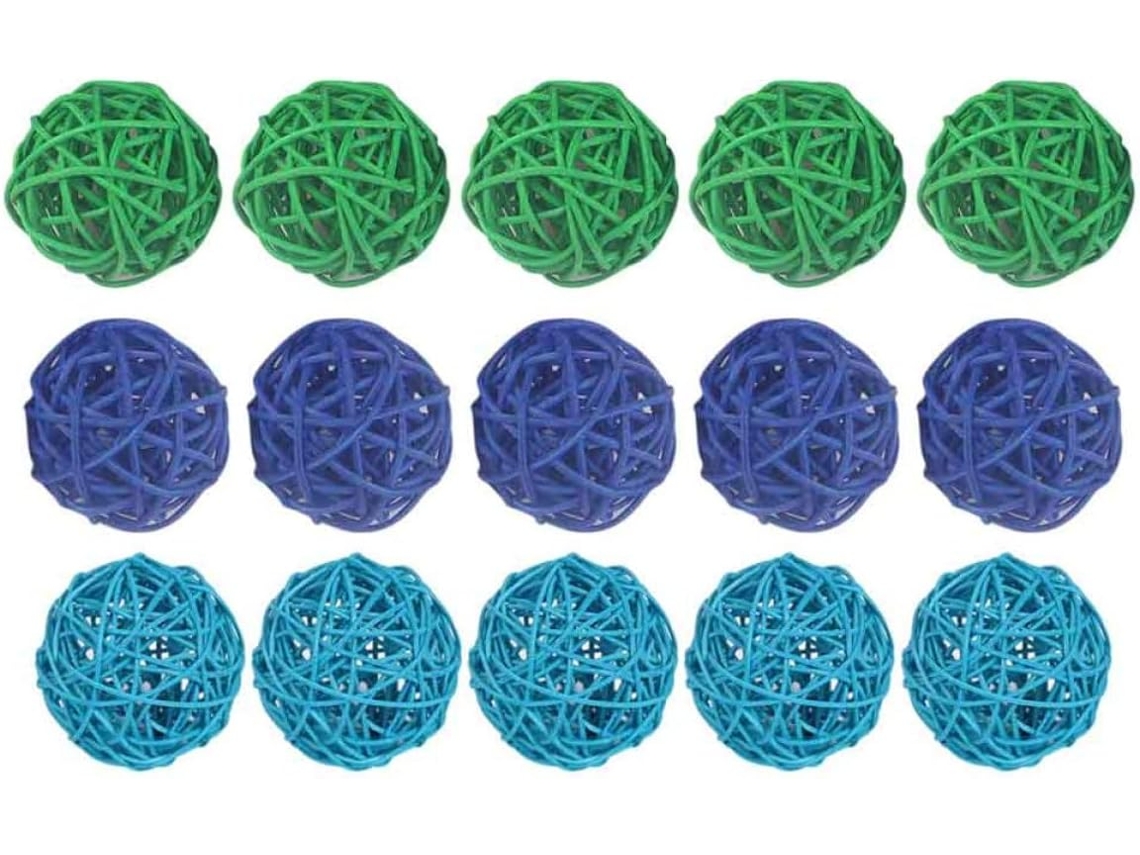 Conjunto 15 Bolas Rattan Verde 5 Decorações Criativas Resistentes Desgaste Pendurar Hotéis Bares Artesanato GOKOCO