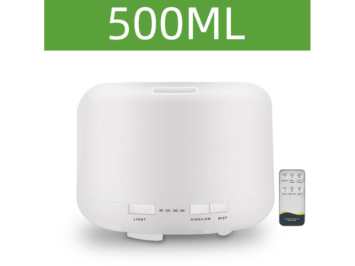 Umidificador elétrico com aromaterapia, 500/1000ml, recarregável via USB, branco | MDUG