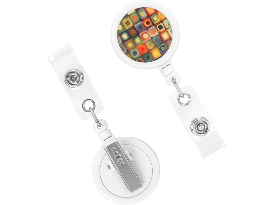 Suporte para chaves Crachá retrátil e resistente, com design espiral abstrato, suporte quadrado para chaves Crachá, clipe resistente para chaves.