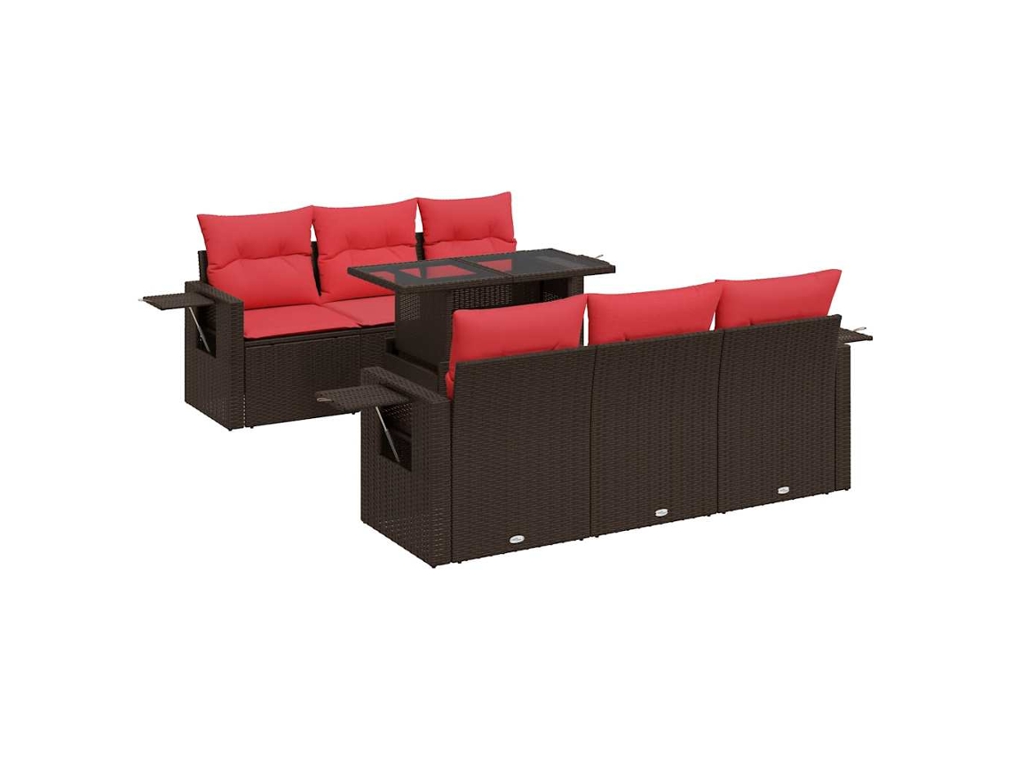 Conjunto 7 Sofás Jardim Almofadões Vime Vidaxl Pe/acácia Cinzento