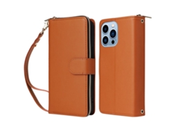 Capa Pega Para Iphone 13 Pro Max Pele Sintética Castanho