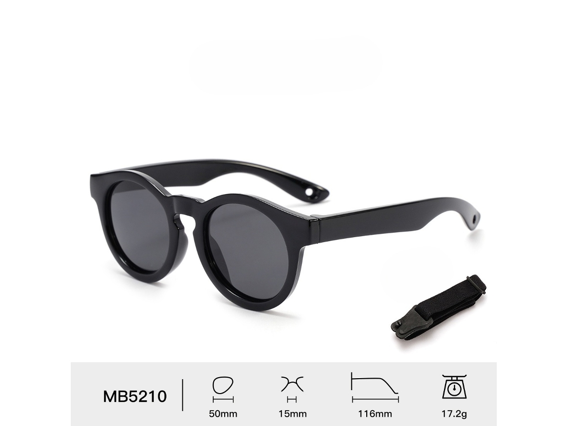 Óculos De Sol Para Criança ,com Alças,proteção Uv400,lentes Polarizadas,flexíveis Duráveis Preto Hexinyigjly