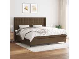 Cama Com Molas/colchão 200x200 Cm Tecido Castanho-escuro