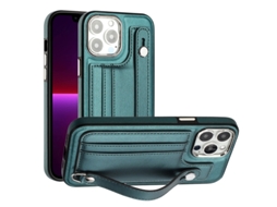 Capa Mobile Phone Cases Shockproof With Wrist para iPhone 14 Pro Pele Castanho