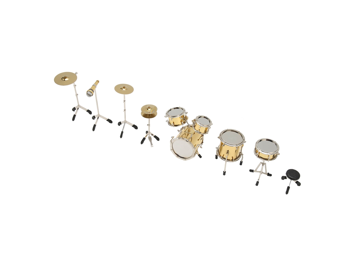 8 Peças De Mini Bateria De Metal Modelo Decorativo Estilo Vívido Instrumentos Para Casa De Bonecas Ornamentos