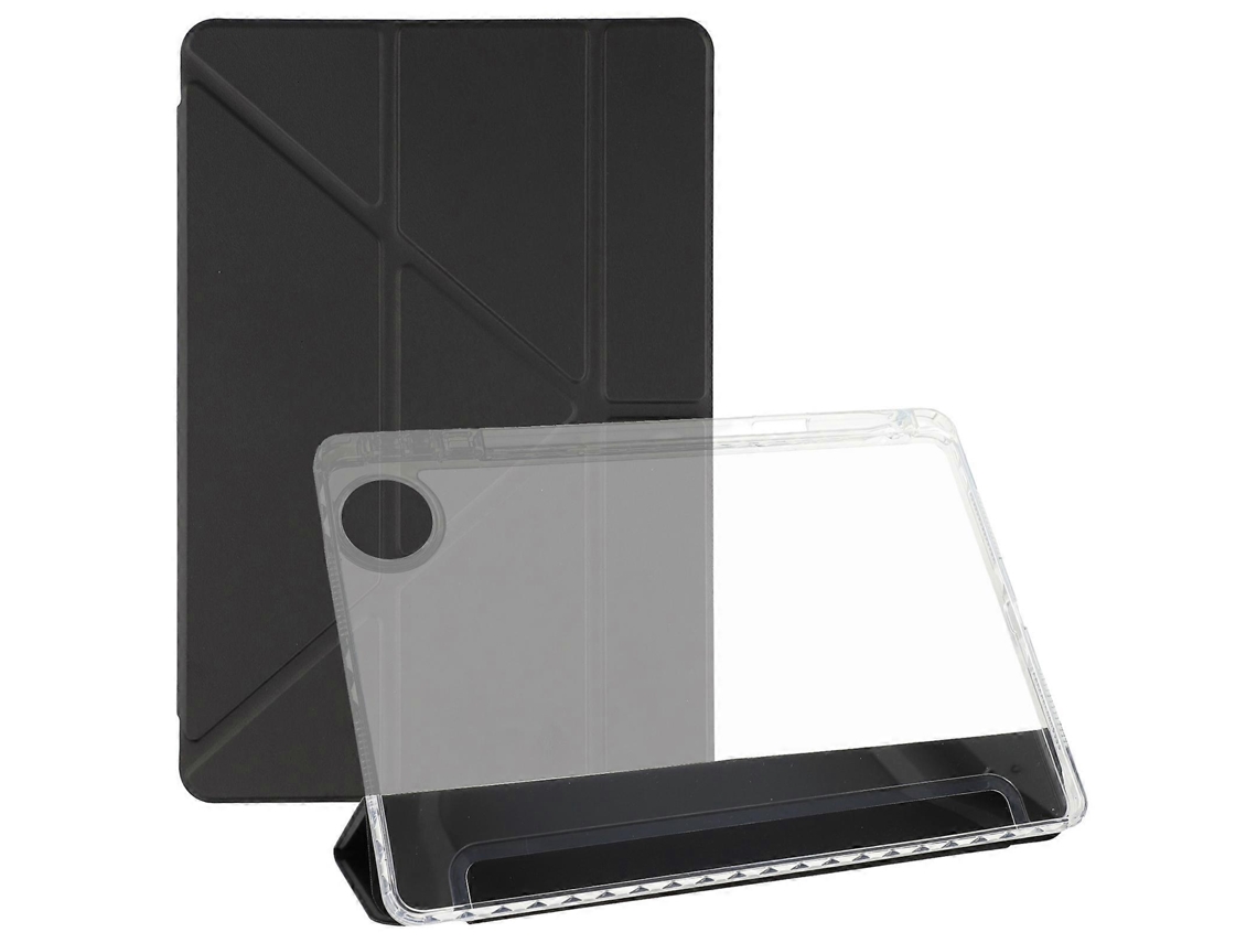 Capa Hengrongshen para Honor Pad 10, suporte de couro sintético origami transparente preto