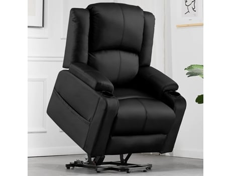 Poltrona COMHOMA Eléctrica Reclinável de Massagem Relaxante com Função de Massagem Vibratória de 8 Pontos, Aquecimento Lombar, Preto