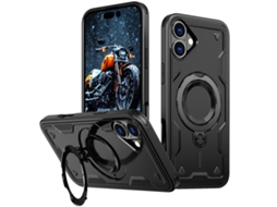 Capa Armor Híbrida Pc Tpu Para Iphone 16 Plus - Suporte De Anel Magsafe