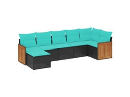 Conjunto de Sofá de Jardim, 7 Peças, Almofadas, Rattan Preto MAISON EXCLUSIVE