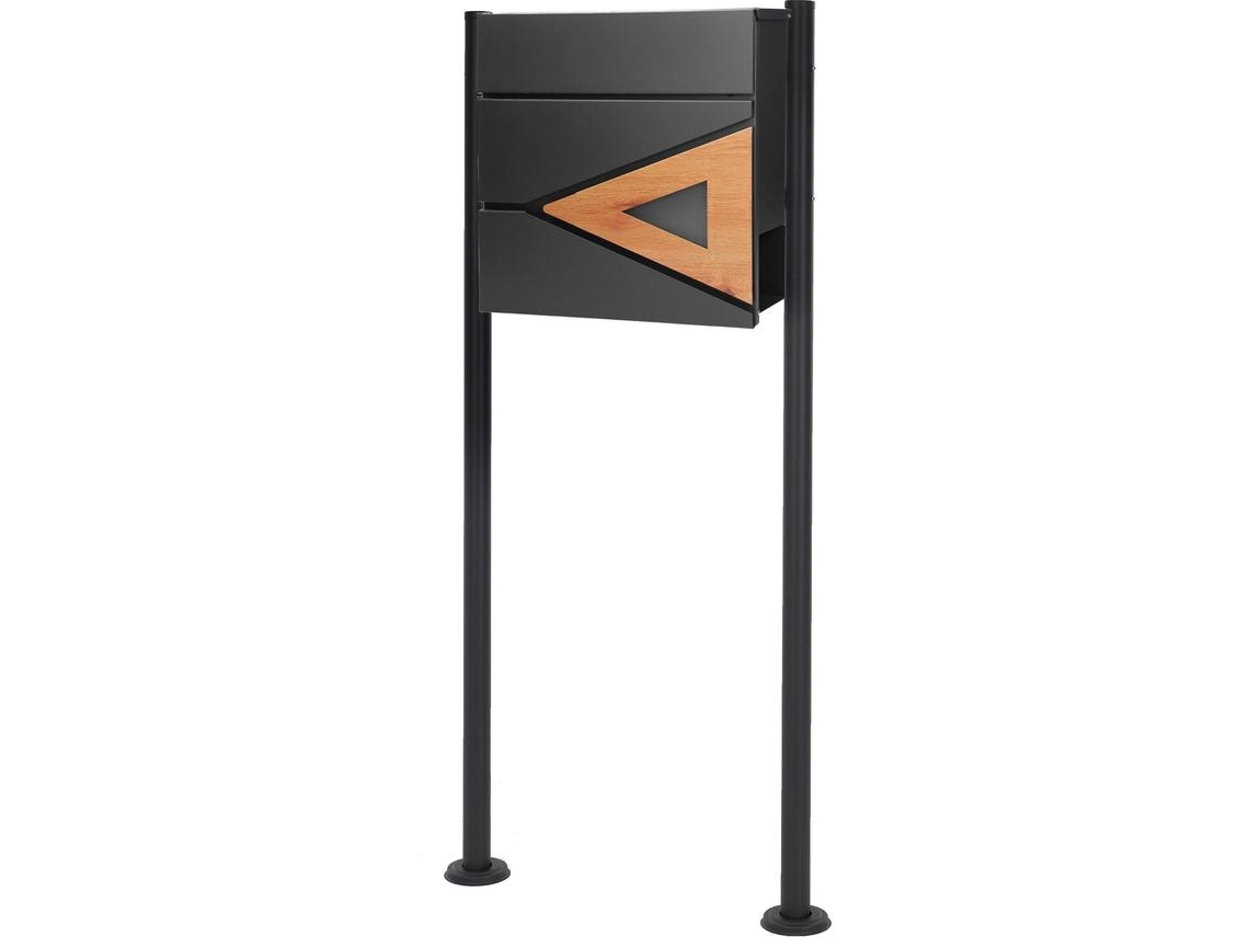 Caixa de Correio 37X36,5X11 Cm Antracite/Madeira Aspecto Aço ML-DESIGN