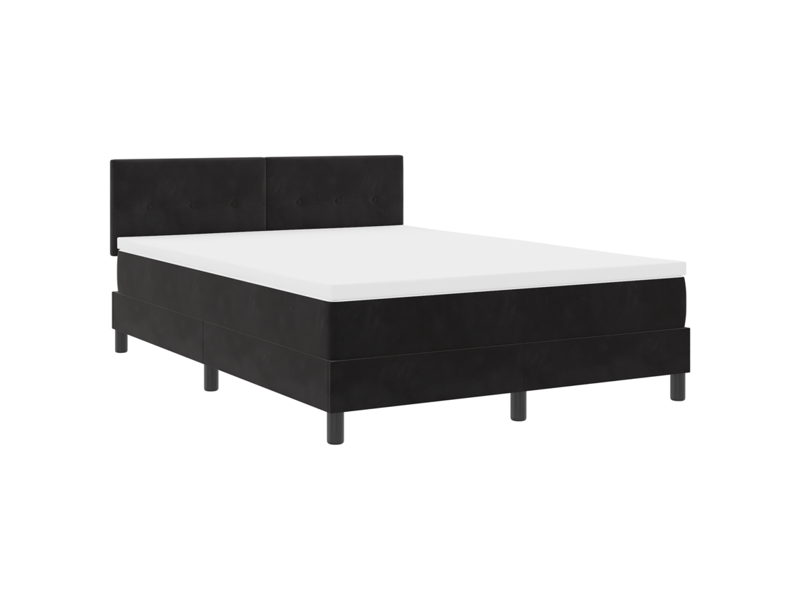 Conjunto 1 Cama Moderna Vidaxl Preto Veludo (140 X 190 Cm)