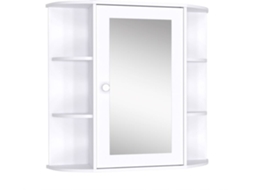 Armário Com Espelho Mdf e Vidro Cor Branco 66x17x63 cm Homcom