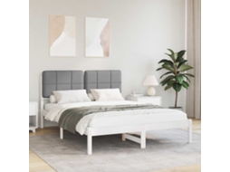 Vidaxl Estrutura De Cama Com Cabeceira Estofada Cinzento-claro