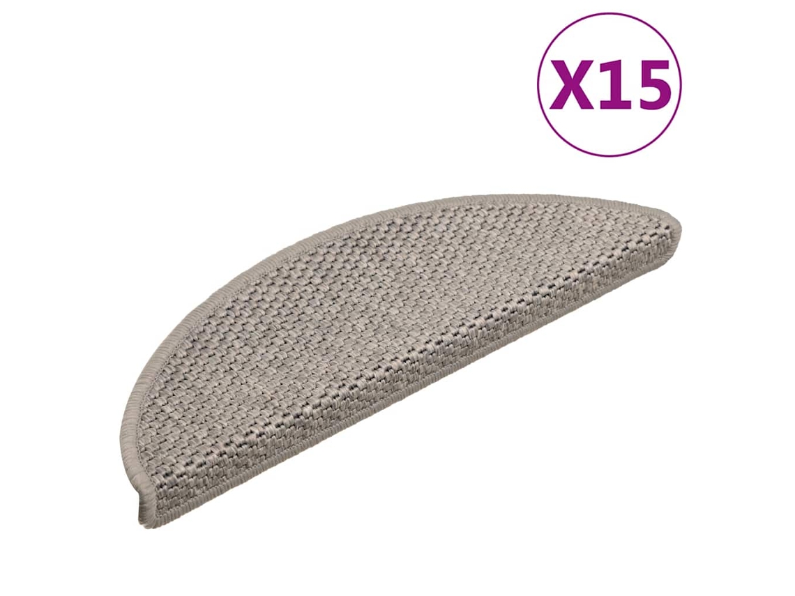 Vidaxl Tapetes Escada Adesivos Aspeto Sisal 15 Pcs 56x17x3 Cm Prateado