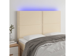 Cabecero con LED Tela 144x5x118/128 cm Crema