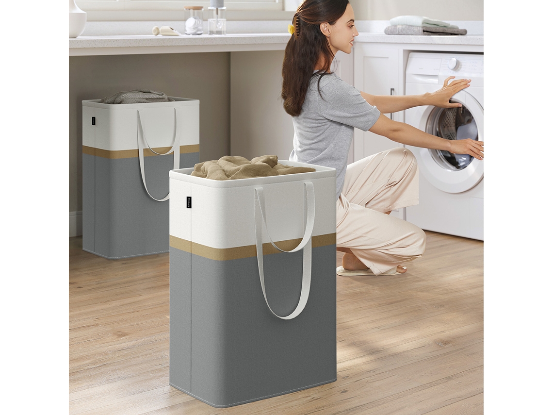 Cesto de roupa suja com 2 unidades, 110L, com alça e design dobrável BRILVIBERA