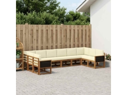 Vidaxl Conjunto De Sofás Para Exterior 10 Unid. Natural E Creme