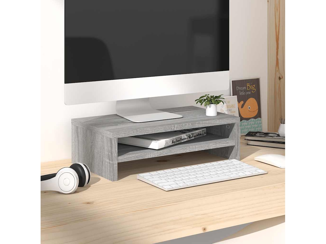 Vidaxl Suporte Monitor 42x24x13cm Derivados De Madeira Cinzento Sonoma