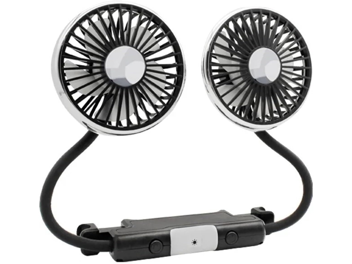 Ventilador De Carro Com Duas Cabeças, 12v, Resfriamento A Ar Com Duas Cabeças Via Usb, Interruptor Independente, 3 Velocidades
