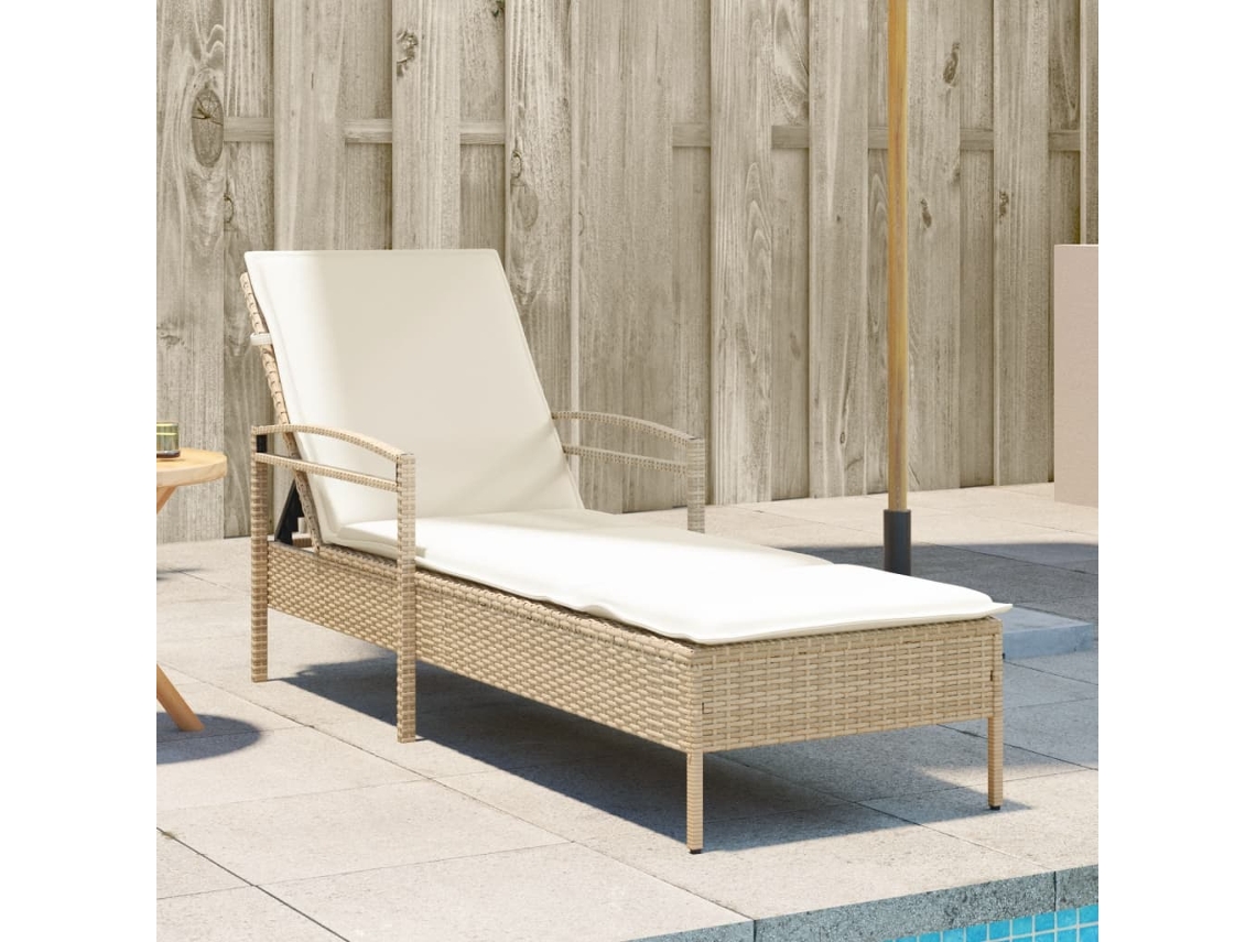 Espreguiçadeira Com Almofadão 63x200x81 Cm Vime Pe Bege Lovely Home
