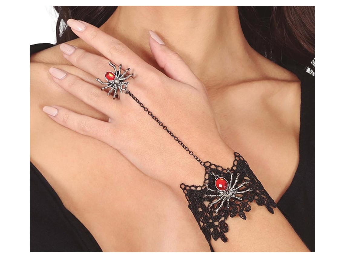 Pulseira Bordada e Anel Aranha