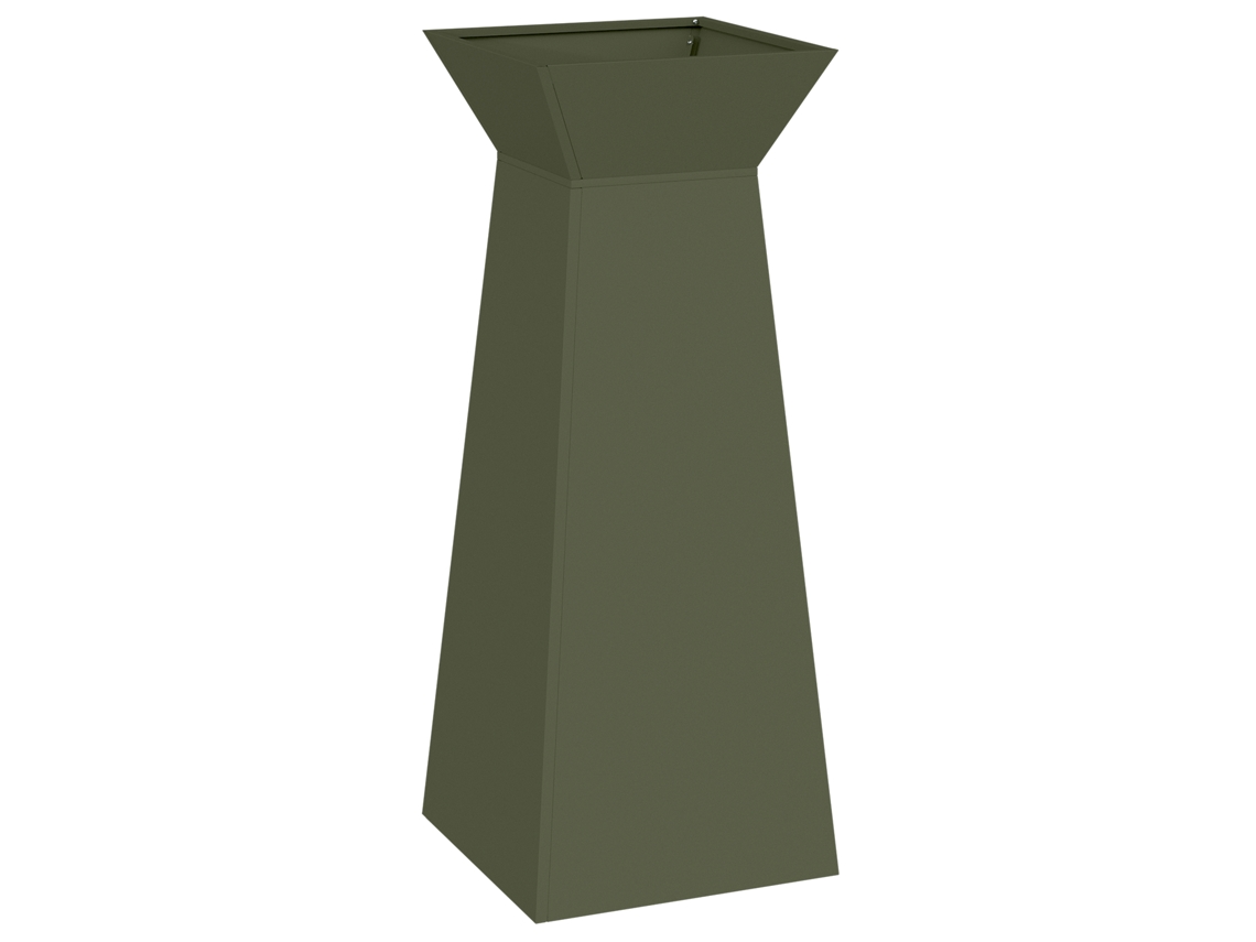 Conjunto 1 Vaso De Jardim Vidaxl Verde-azeitona Aço (40 X 40 X 100 Cm)