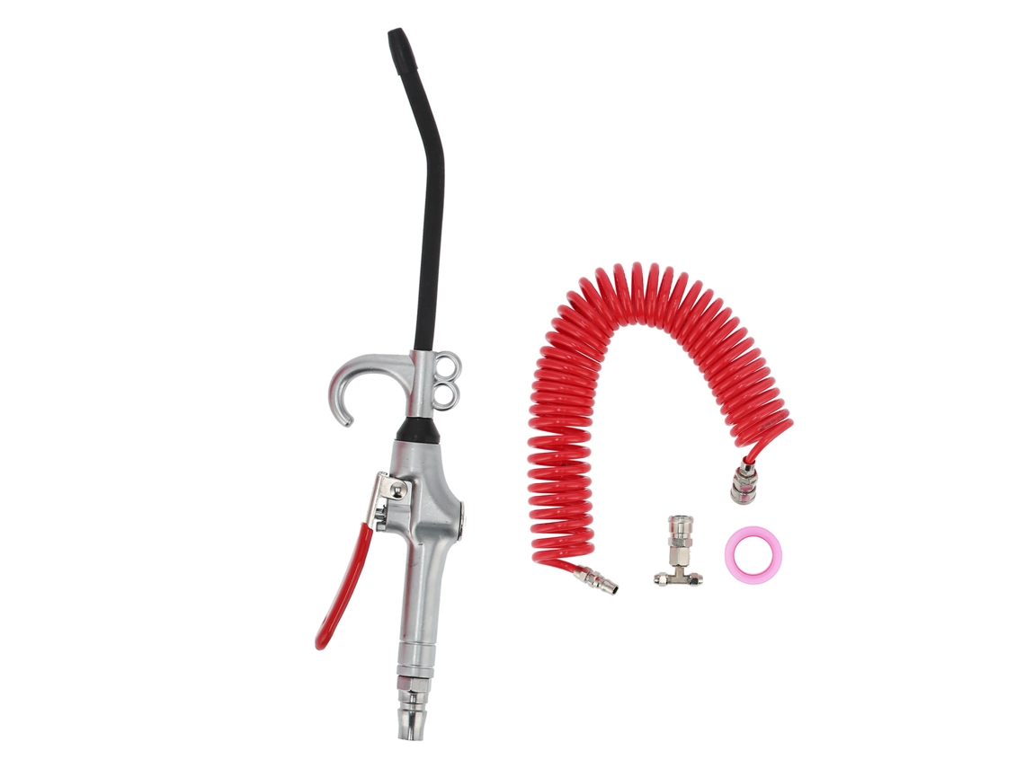 Pistola de ar comprimido com bico longo para limpeza de poeira, ferramenta de alta pressão com conector em T para mangueira de ar.