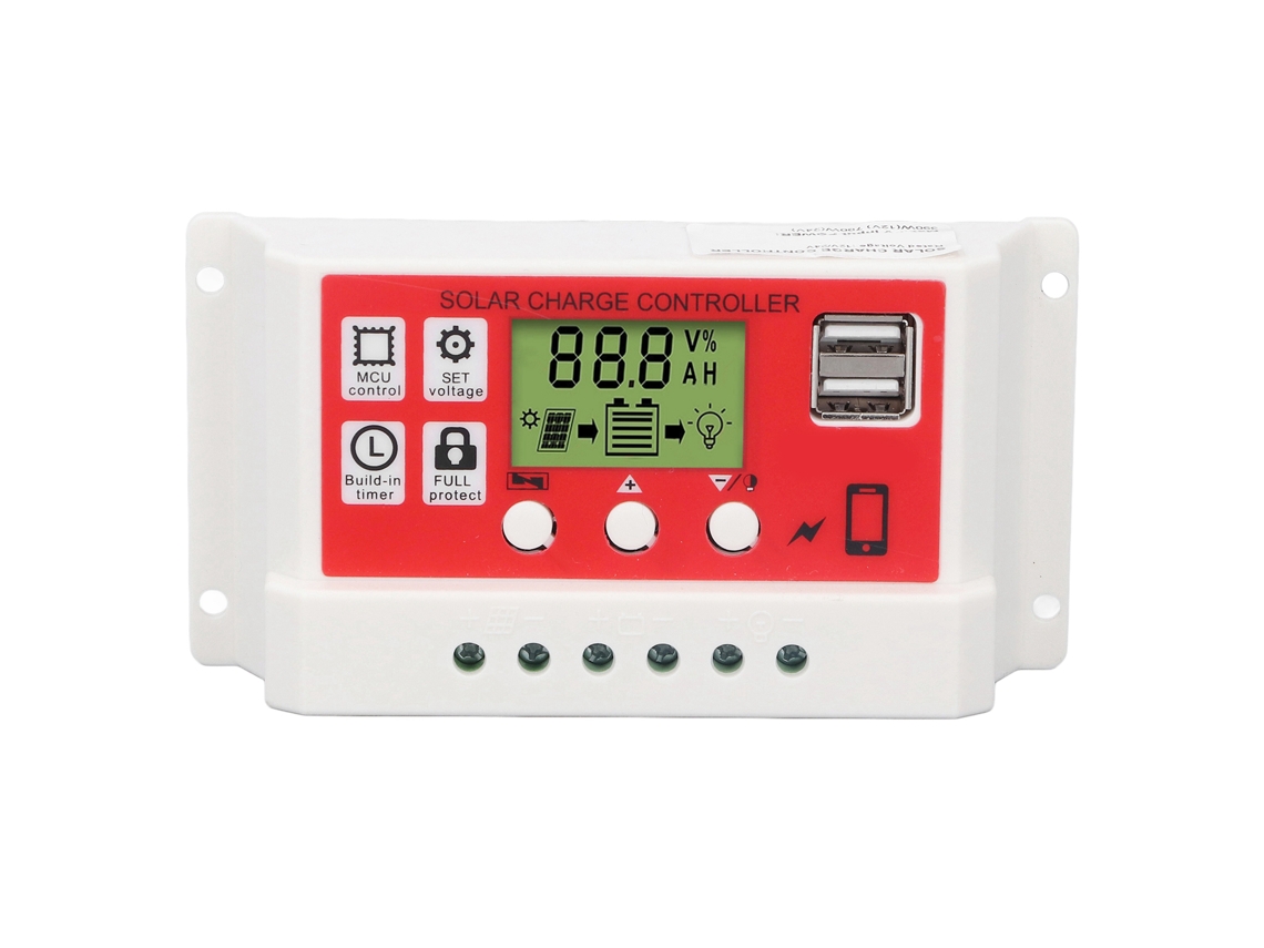 Controlador De Carga Solar Pwm Para Baterías De Lítio 12v/24v 30a Com Tela Lcd Regulador Fotovoltaico
