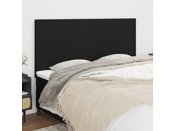 Cabeceira | Painel De Cama Preta 180x5x118/128 Cm Tecido
