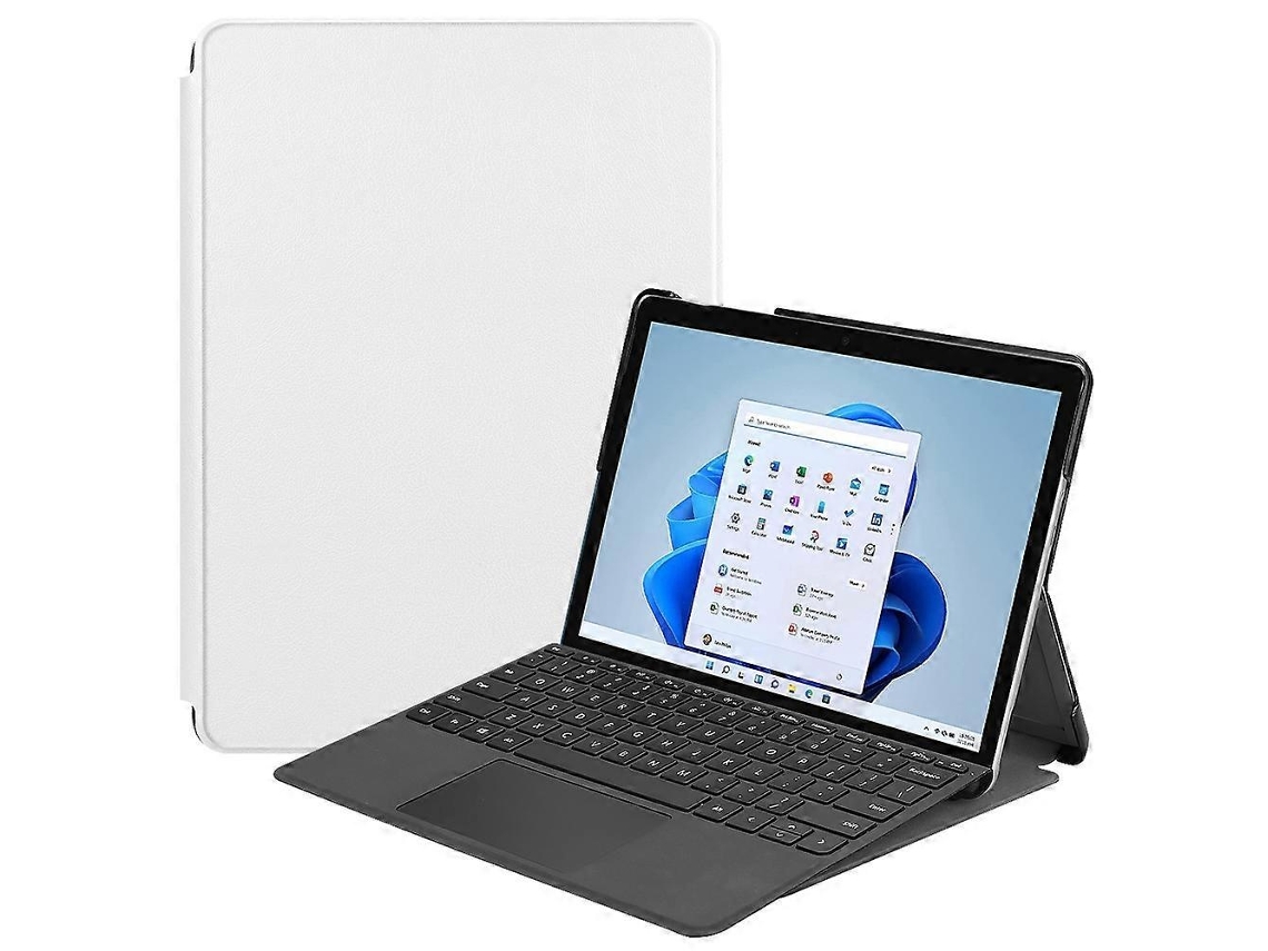 Capa Protetora Em Couro Pu Com Suporte Para Microsoft Surface Go 4, Branco Elysve