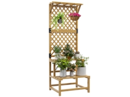 Suporte de madeira para plantas com treliça, 2 níveis, 60x50x166cm BTFORUS