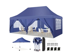Gazebo Pop Up, Tecido Impermeável, Configurações De Altura Ajustáveis, Azul Marinho