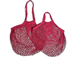 2 Sacolas de Compras de Malha, Rosa Claro BRILVIBERA