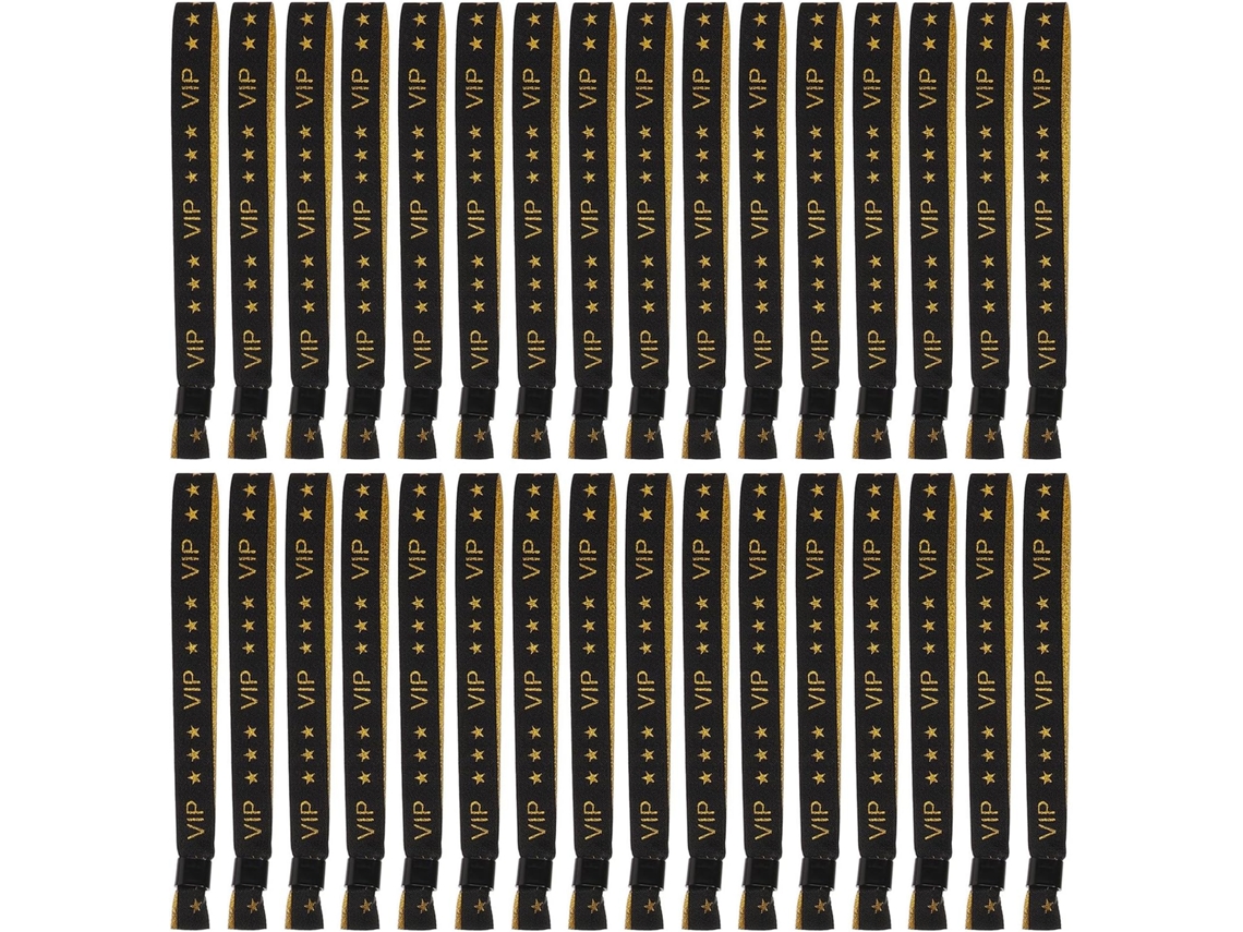 Pulseiras VIP Baluue para Eventos e Shows, 50 Unidades de Pulseiras Esportivas Douradas em Poliéster, Leves e Confortáveis