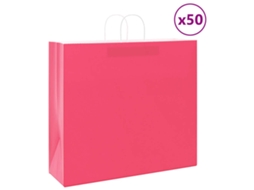 Vidaxl Sacos De Papel 50 Unid Com Alças Rosa 54x15x49 Cm