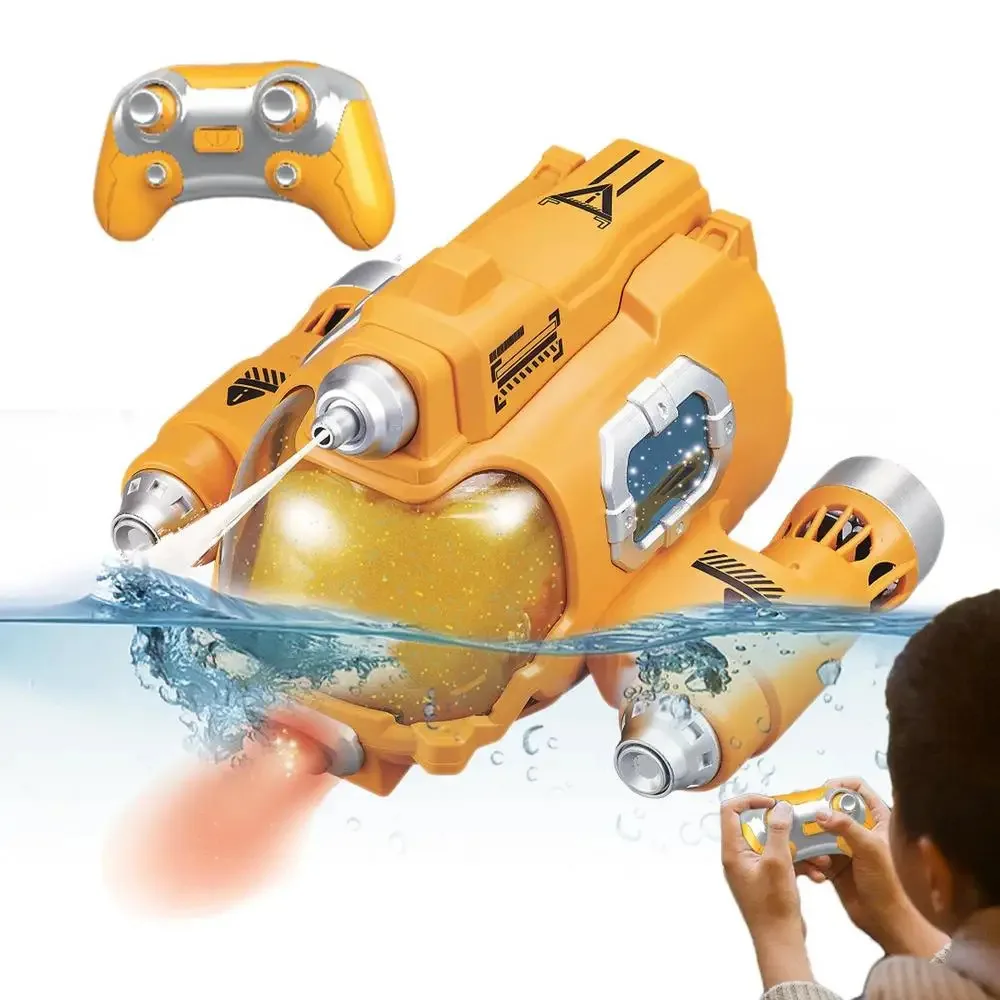 Lancha a Jato D'água com Controle Remoto, Luzes, Alta Velocidade, Inteligente, À Prova D'água e com Rotação de 360 Graus. MDUG (amarelo)